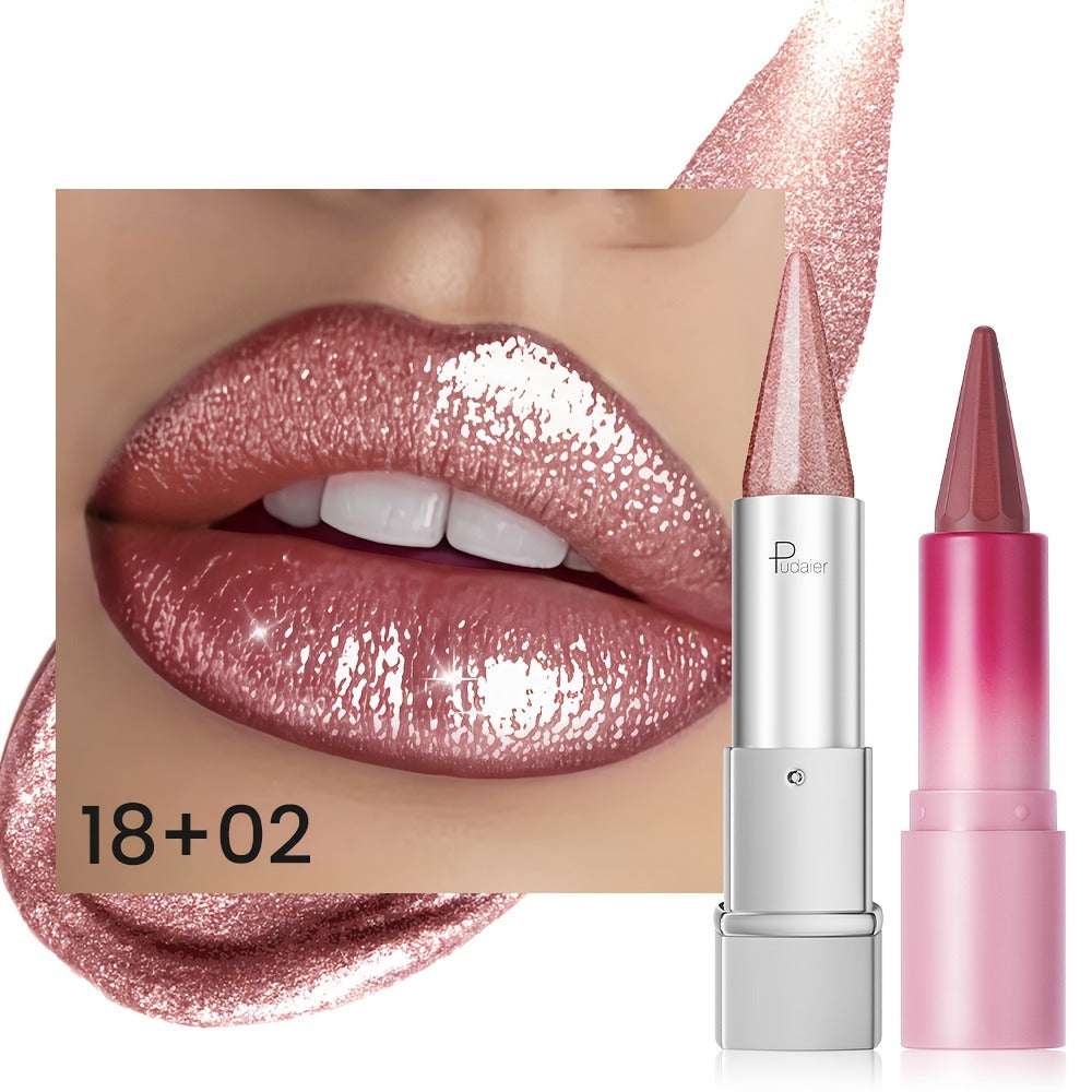 Lipstick Set 2pcs for Women — Highly Pigmented Waterproof Matte & Metallic Shimmer Lip Color Combo with Pointed-Tip Precision, Long-Lasting Full Coverage Beauty Gift - product image 3