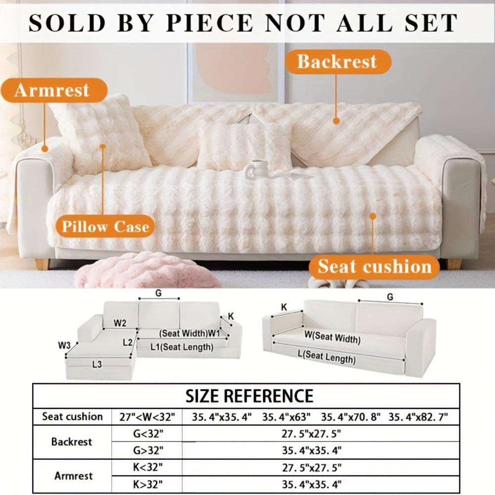 Faux Rabbit Plush Sofa Cover Winter Warm Thickened Anti-Slip Pet Friendly Cushion Protector for Living Room Bedroom Office 1 2 3 4 Seater - product image 48
