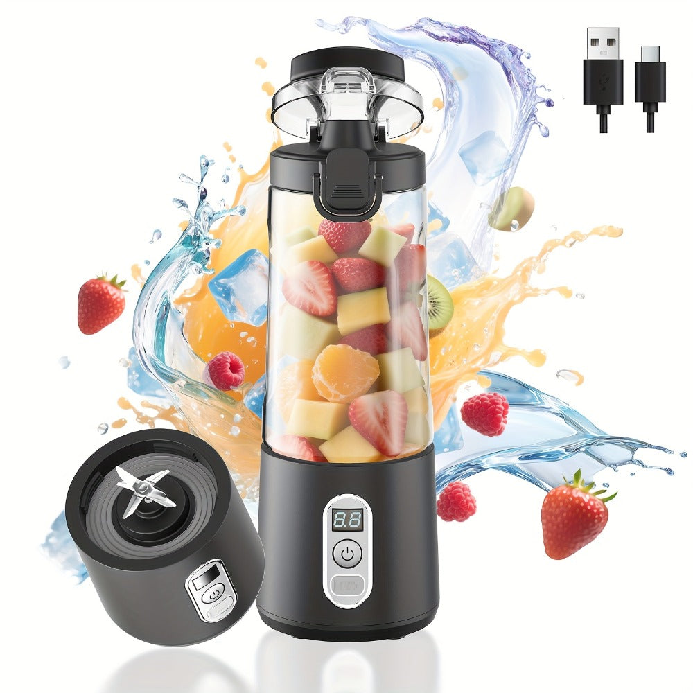 Portable Smoothie Blender USB-C Fast Charge 6-Blade Stainless Steel – Digital Timer Battery Display High-Speed Ice Crush No-Spill Lid | Protein Shake Gym Travel Blender in Black Pi - product image 36