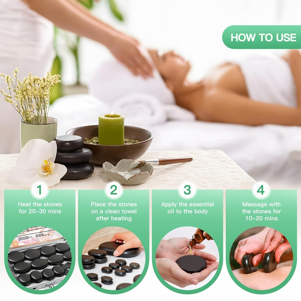 Spa Hot Stone Massage Set with Heater & Temperature Control — 10 Basalt Stones, 2 Size Options, Professional Kit for Full Body Muscle Relief, Home & Salon Use - product image 7