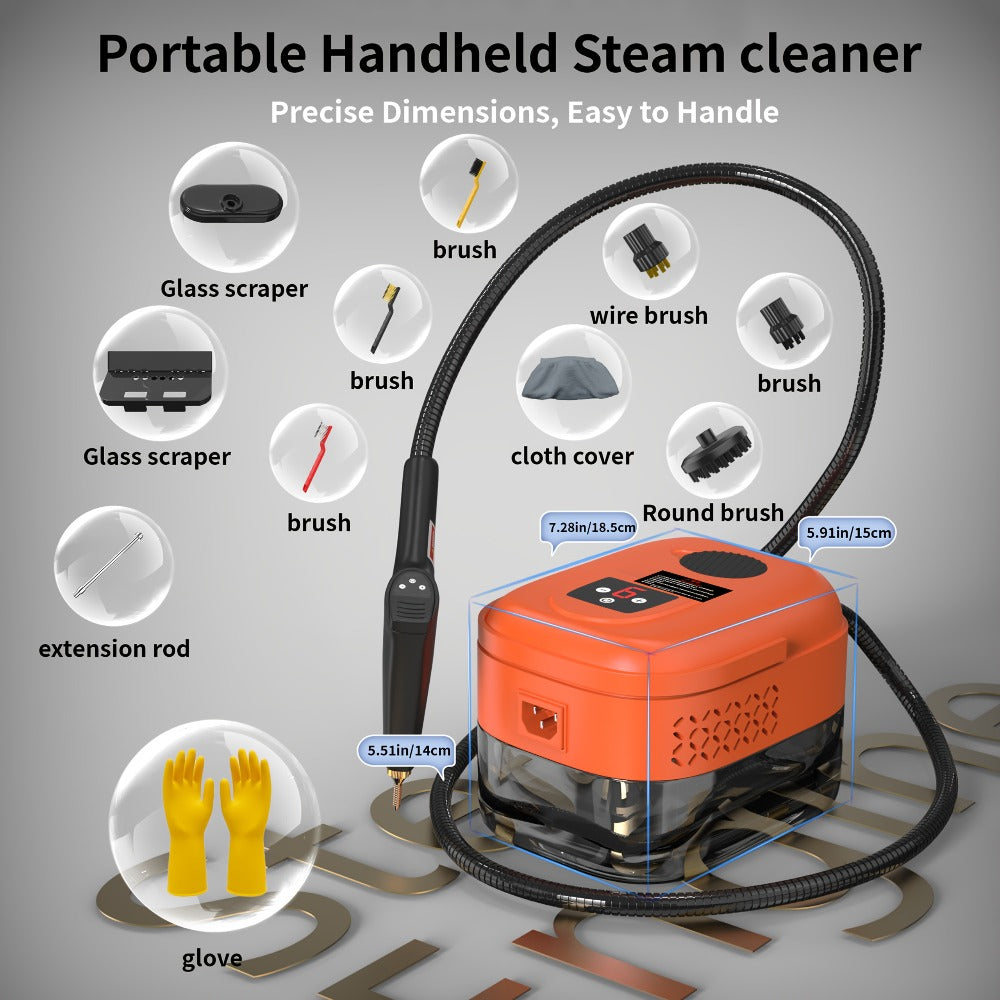 Handheld Steam Cleaner High Pressure 9-Gear Adjustment & LCD Display, 1200ml Water Tank, Portable High-Temp Steamer for Kitchen Carpet Sofa Grout Tile - product image
