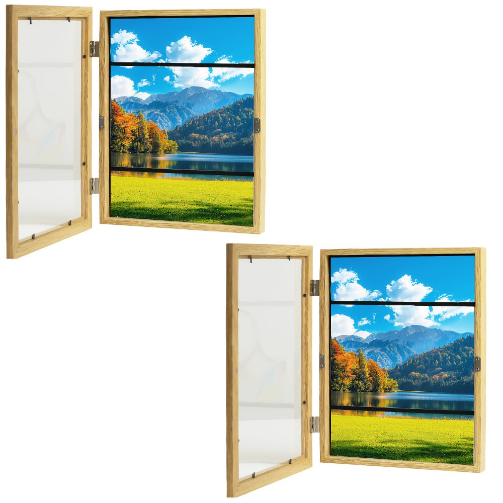 Kids Art Frames Front Opening Changeable Artwork Display Frames for Children Drawings Crafts Photos Wall Gallery - Set of 2 or 4, Black White Wood Grain - product image 11