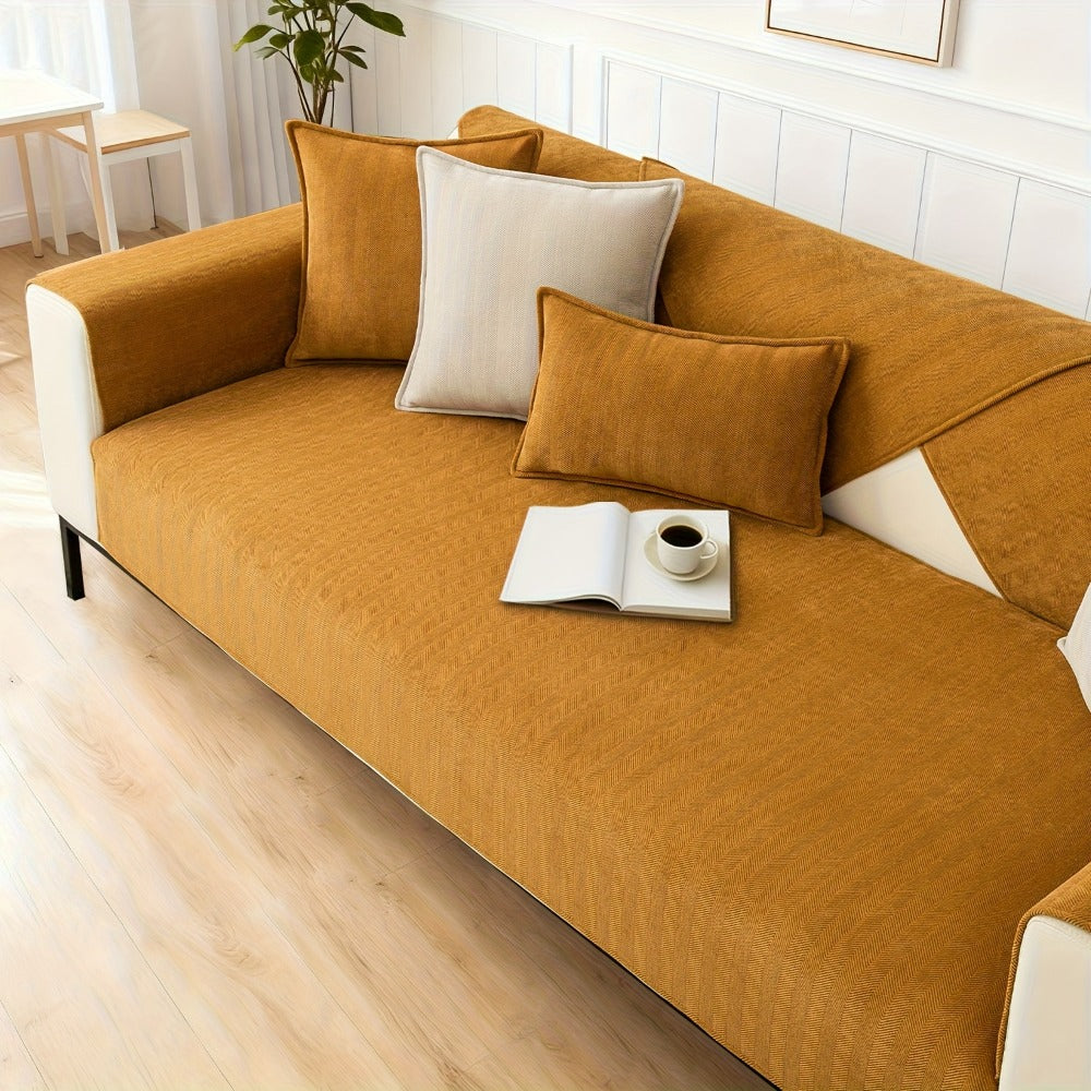 Chenille Ribbed Sofa Cover - Pet Friendly Non-Slip Machine Washable Soft Stretch Slipcover for 1-4 Seater Sectional Sofa Living Room Bedroom Office, 9 Colors - product image 14