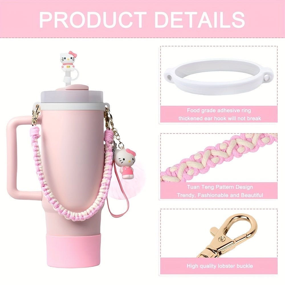 Compatible with 30 & 40 oz Tumblers, Hello Kitty Kuromi Cinnamoroll Melody Foam Handle Strap, Cute Cartoon Water Bottle Accessories | Kawaii Sanrio Tumbler Accessories Cup Sleeve & Silicone Boot Set