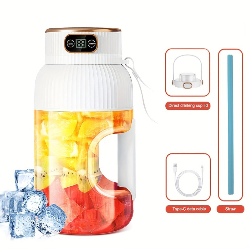 Portable Blender Personal Juicer Cup - Upgraded 10-Blade USB Rechargeable Smoothie Blender for Fruits, Vegetables & Milkshakes, Large Capacity, Digital Display, Travel Cover, Sport - product image 5