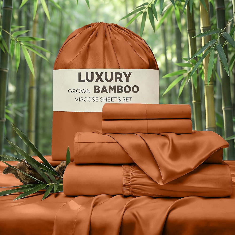 Cooling Bed Sheet Set 4 Piece Bamboo Rayon Deep Pocket Twin Full Queen King Extra Soft Wrinkle Fade Stain Resistant Hotel Luxury Pillowcase Bedroom Decor - product image 18