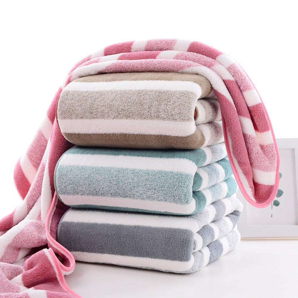 Striped Bath Towel Set 1 or 4 Pack 346GSM - 100% Polyester Super Soft Skin Friendly Absorbent Quick Dry | 70x140cm 27.6x55.1in | Green Gray Red Multi-Color | Home Bathroom Beach Es - product image 18