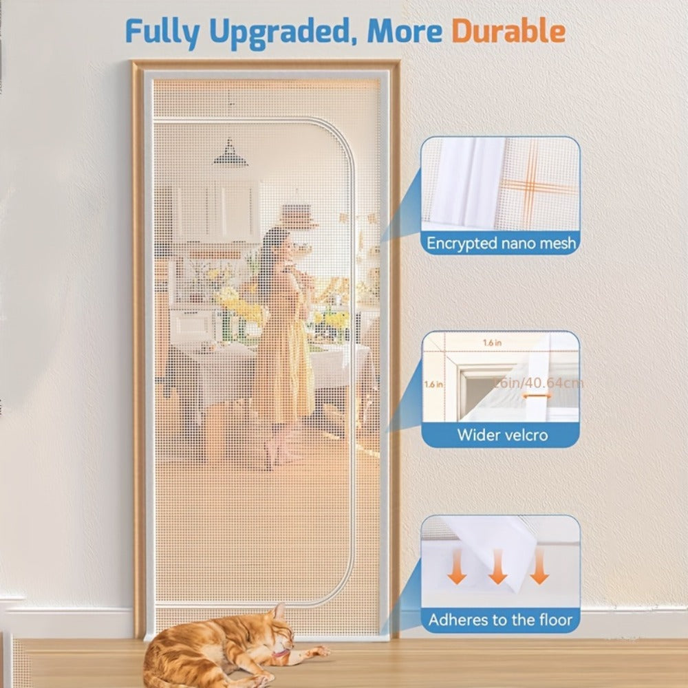 Cat Proof Door Curtain Pet Gate - Double Stitched Durable Scratch-Resistant Screen, Indoor Cat Barrier Door Cover for Doorways, Multiple Sizes, White & Black, Keep Cats In or Out o - product image 8