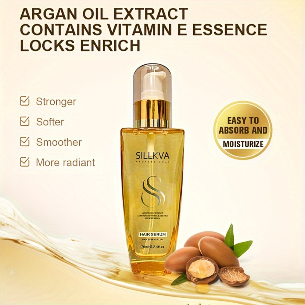 SILLKVA Argan Oil Liquid Hair Serum — Frizz Control & Flyaway Tamer, Lightweight Smoothing Leave-In Treatment for Dry Damaged Hair, Silky Glossy Finish for Women & Men All Hair Typ - product image 3