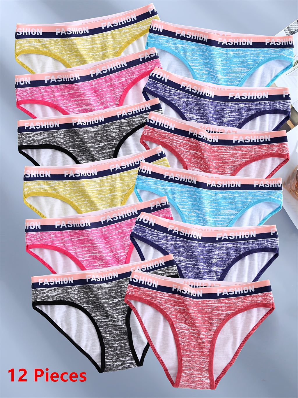 12pcs Women's Camouflage Print Low Rise Panties - Comfortable, Breathable, Hip Lifting, Fabric, Low Rise Underwear | Camouflage Pattern Panties | Texture Panties