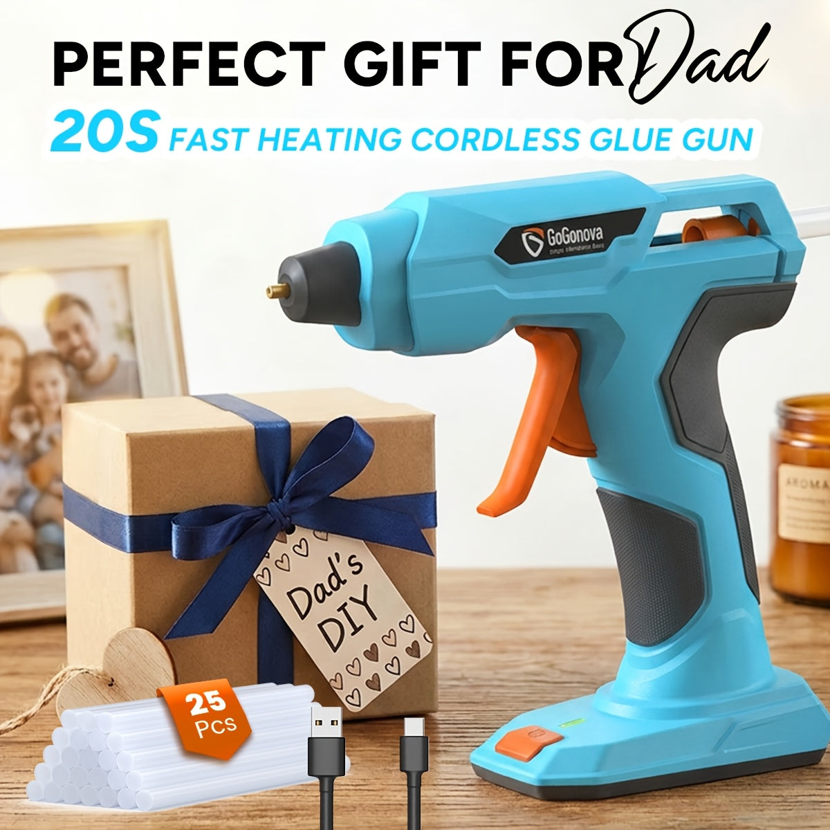 Cordless Hot Glue Gun, An Ideal Christmas Gift, Gogonova Glue Gun 20s Fast Heating, Anti-Drip, Safety Protection Design, USB Rechargeable, Perfect for DIY - product image 7