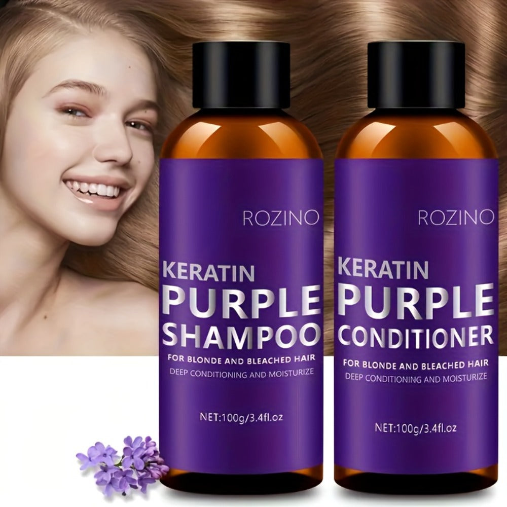 Purple Shampoo and Conditioner Set 2pcs – Toning Deep Cleansing & Moisturizing for Blonde Silver Gray & All Hair Types | Strengthens Hair Prevents Breakage & Split Ends - product image