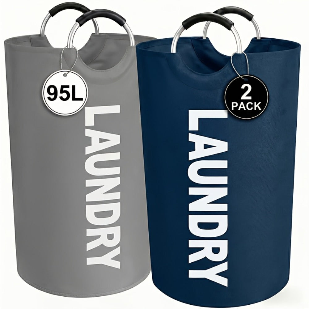 Laundry Basket 2pcs Large Foldable 25.1 Gallon, Collapsible Elevated Hamper with Half-Ring Handles for Bedroom, Bathroom & Laundry Room, Multiple Color Options - product image 19