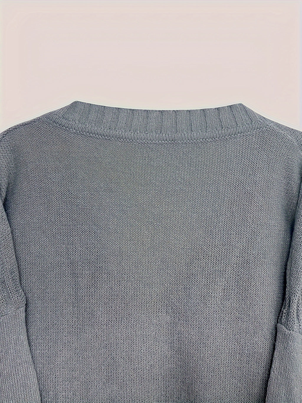 Plus Size, Women's Plus Size Oversized V-Neck Longline Sweater - Soft Machine-Washable Black Pullover for Fall Winter, Elegant Loose Fit Casual Chic Wardrobe - product image 36