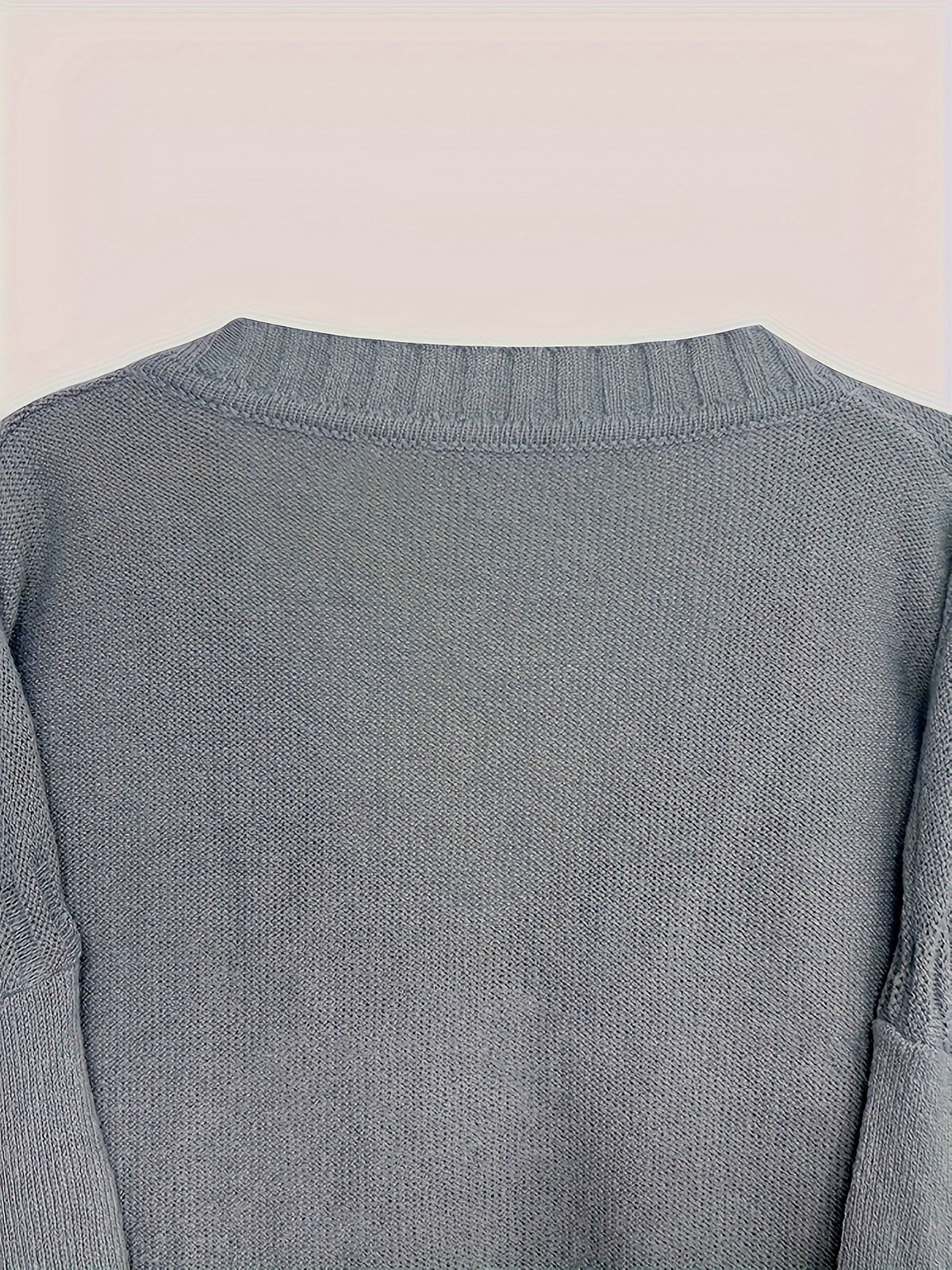 Plus Size, Women's Plus Size Oversized V-Neck Longline Sweater - Soft Machine-Washable Black Pullover for Fall Winter, Elegant Loose Fit Casual Chic Wardrobe - product image 36