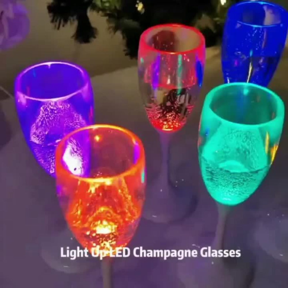 LED Light Up Champagne Flutes Set of 6 – Glow in the Dark Colored Plastic Wine Glasses for Birthday Halloween Christmas Wedding Party Favors Adults - product image 9