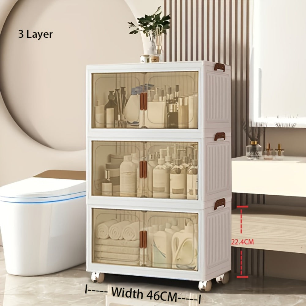 Foldable Storage Cabinet with Door – Multi-Layer Stackable Storage Box for Shoes, Clothes & Books | Large Closet Organizer for Bedroom, Bathroom, Kitchen, Office & Wardrobe - product image 11