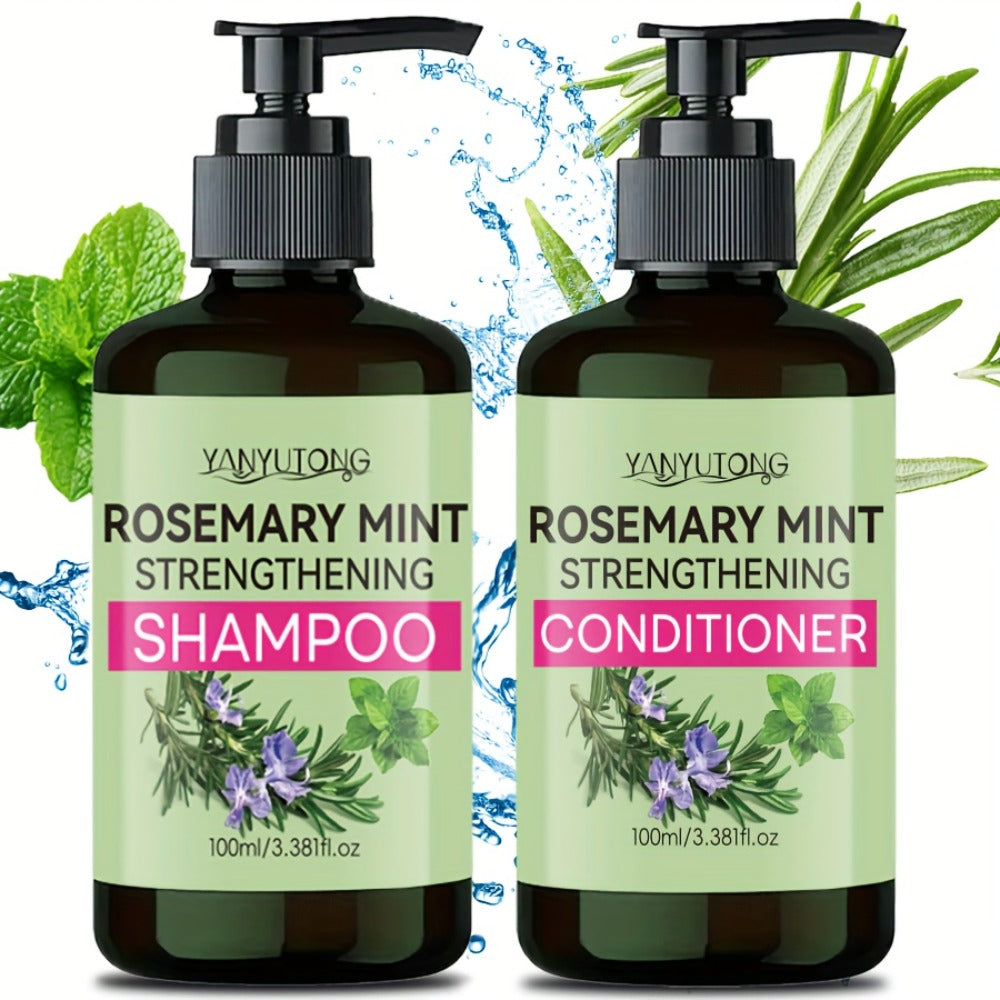 Rosemary Mint Shampoo & Conditioner Set with Rosemary Extract — Moisturizing Strengthening Hair Growth Formula, Scalp Stimulating, All Hair Types, Unisex 3.38oz Travel Size - product image 6