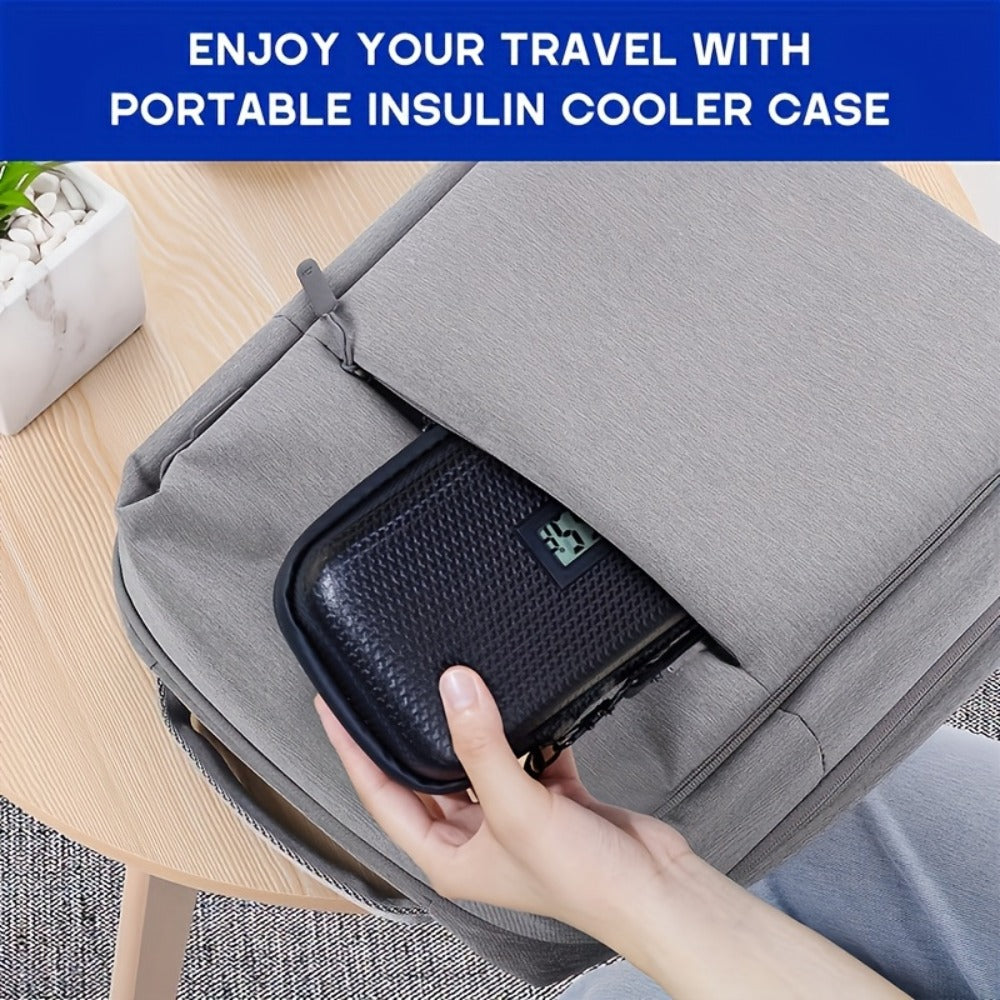 Insulin Cooler Travel Case 24 Hour Refrigerated Medication Case Temperature Display Wristband 2 Reusable Ice Packs Diabetic Insulin Pen Cooler Black Blue - product image 6