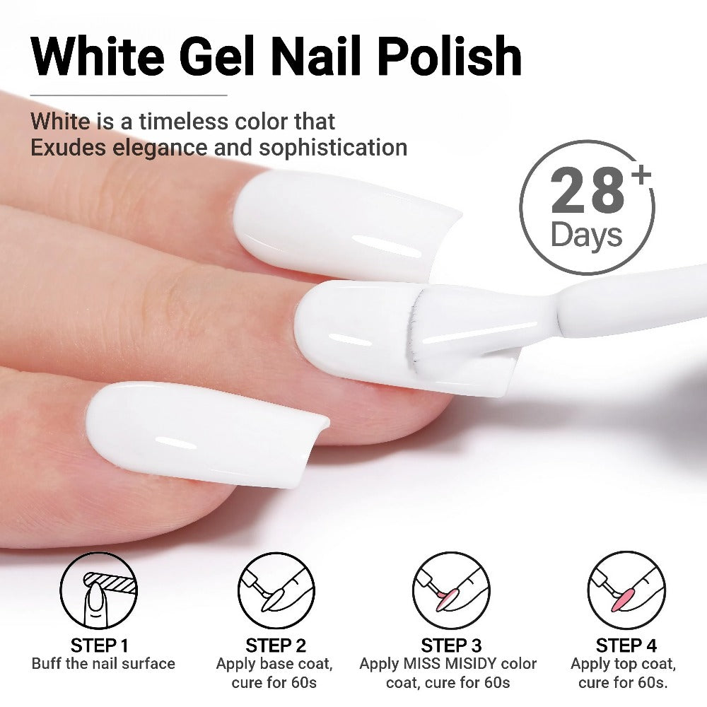 Odorless Gel Nail Polish Black & White 0.54oz MISS MISIDY Soak-Off UV LED Durable High Gloss – Self-Leveling Easy Application for Salon & Home Manicure Pedicure, Classic Minimalist - product image 2
