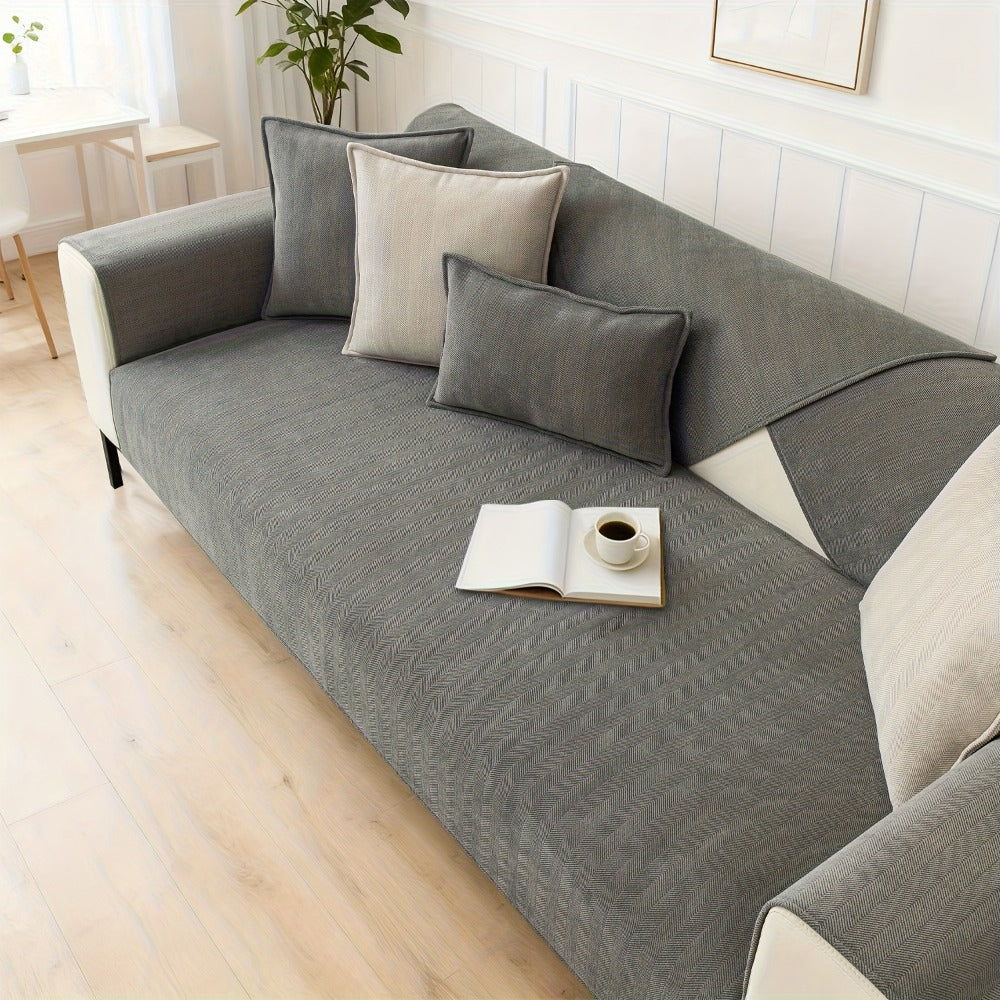 Chenille Ribbed Sofa Cover - Pet Friendly Non-Slip Machine Washable Soft Stretch Slipcover for 1-4 Seater Sectional Sofa Living Room Bedroom Office, 9 Colors - product image 12