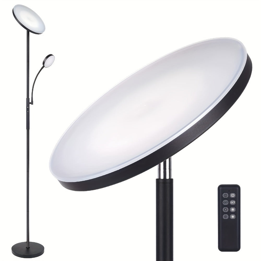 LED Floor Lamp with Reading Light – 27W 2300LM Dimmable Torchiere Standing Lamp, 4 Color Temperatures, Remote & Touch Control, Metal Base for Living Room Bedroom Home Office (Black - product image 3
