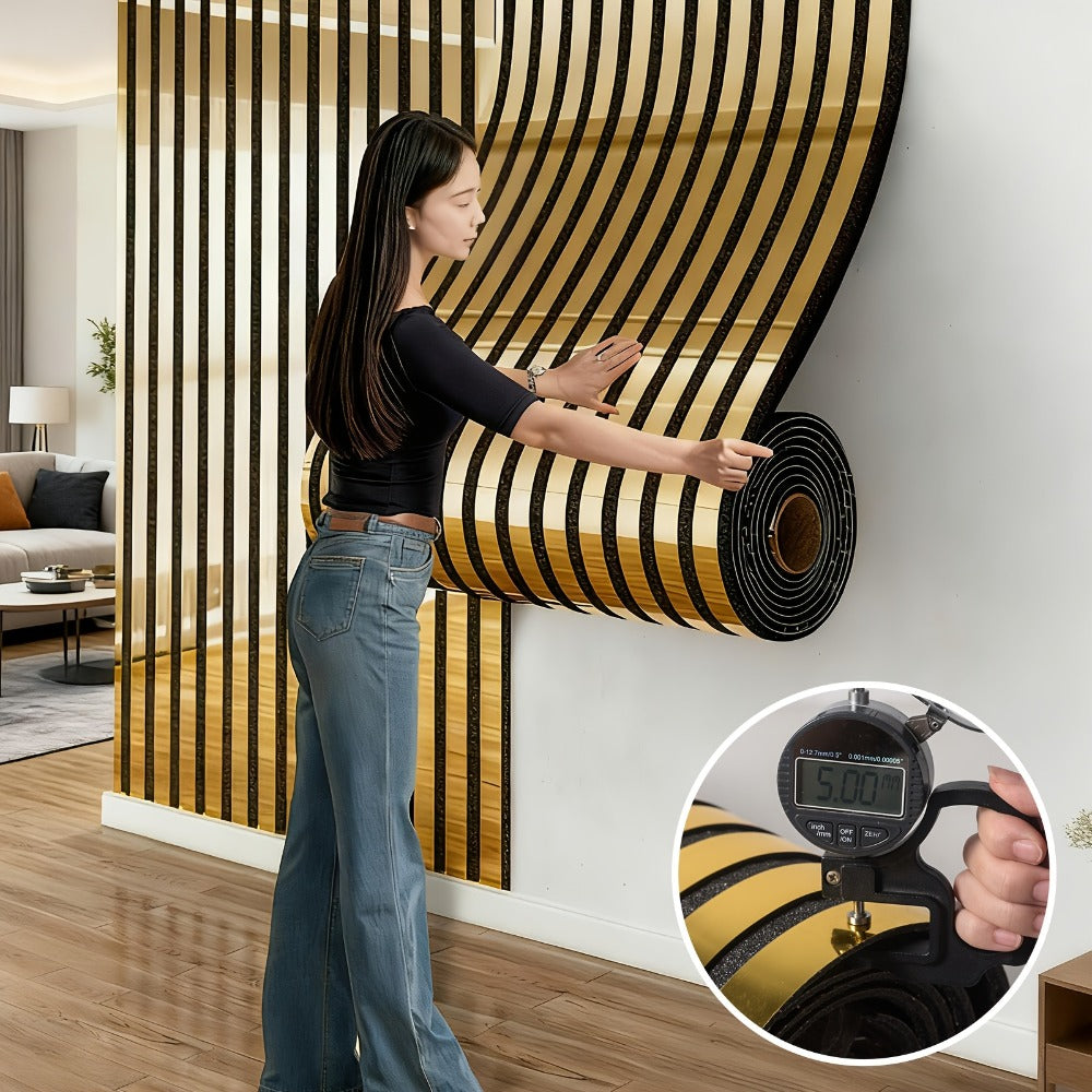 Luxury Mirror 3D Wallpaper Roll Self Adhesive Peel and Stick PVC Vinyl Film Grid Vertical Stripe Pattern for TV Wall Sofa Background Bedroom Living Room Decor Mirror Gold Silver Wa - product image 8