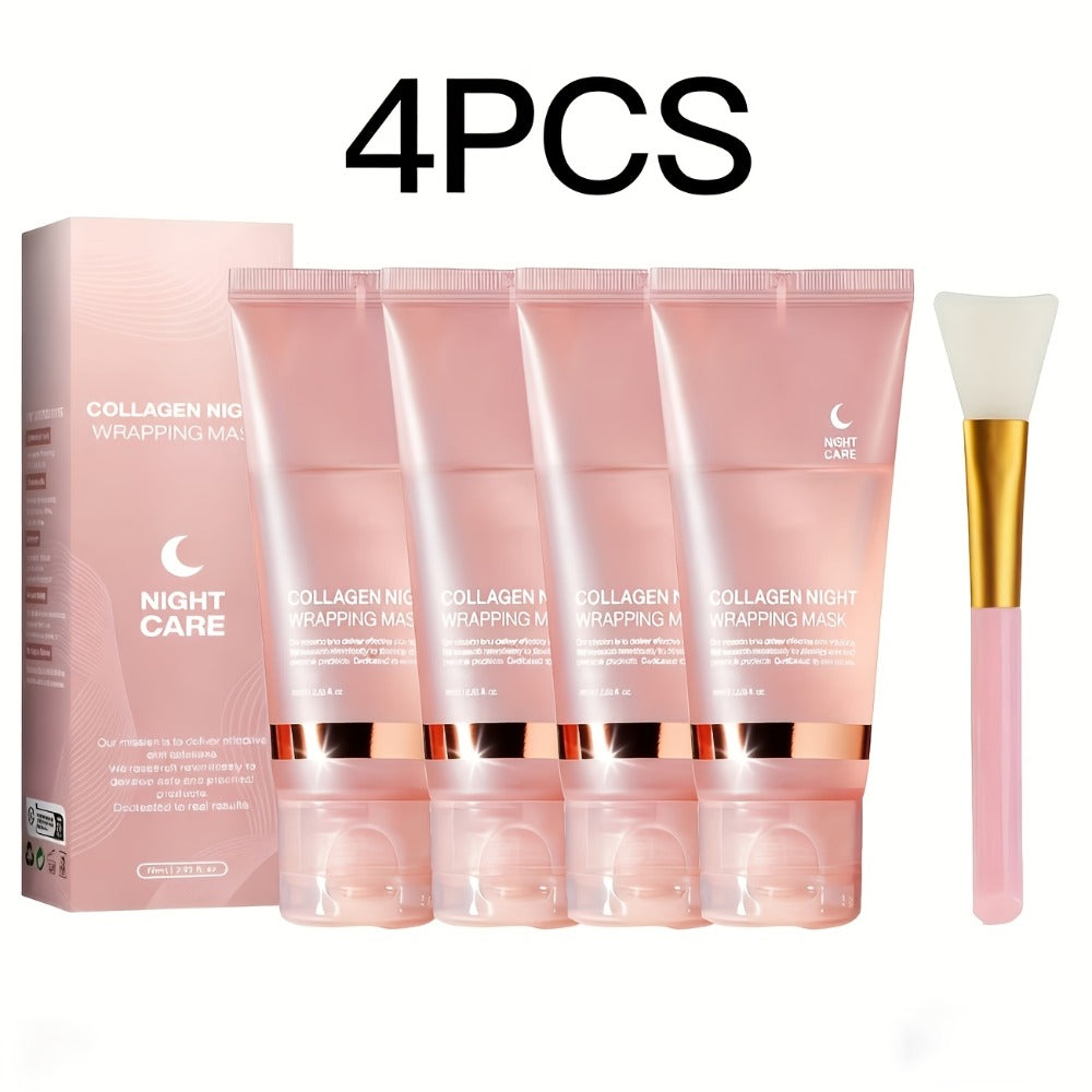 Collagen Night Mask with Brush Overnight Face Mask Hydrating Anti-Aging Sleeping Mask Elasticity Repair Skin Care for All Skin Types - product image 5