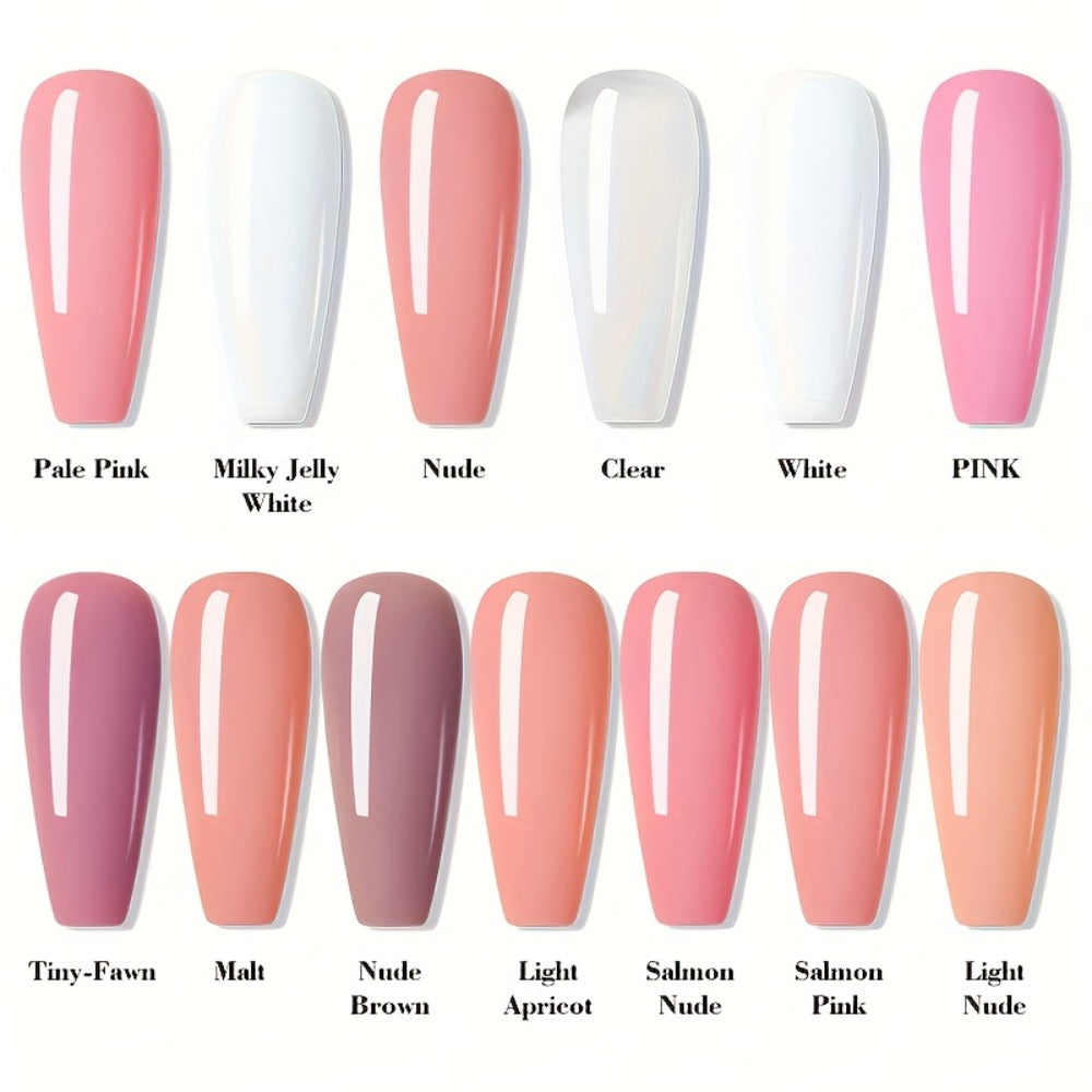 Builder Gel for Nail Extensions 150g Apex Strengthening Kit 13 Shades Clear White Pink Nude Milky Jelly Salmon UV LED Cure Professional Salon Home DIY Manicure Nail Art Women - product image 2