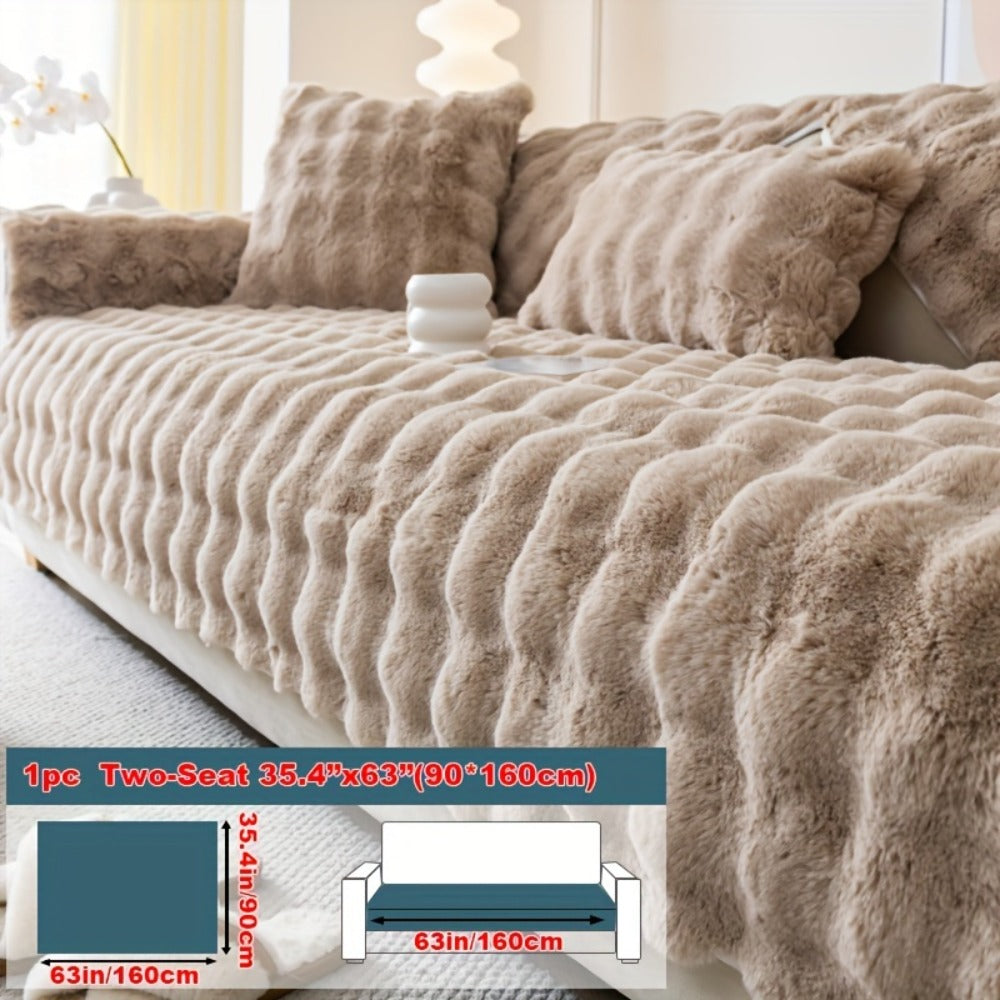 Faux Rabbit Plush Sofa Cover Winter Warm Thickened Anti-Slip Pet Friendly Cushion Protector for Living Room Bedroom Office 1 2 3 4 Seater - product image 19