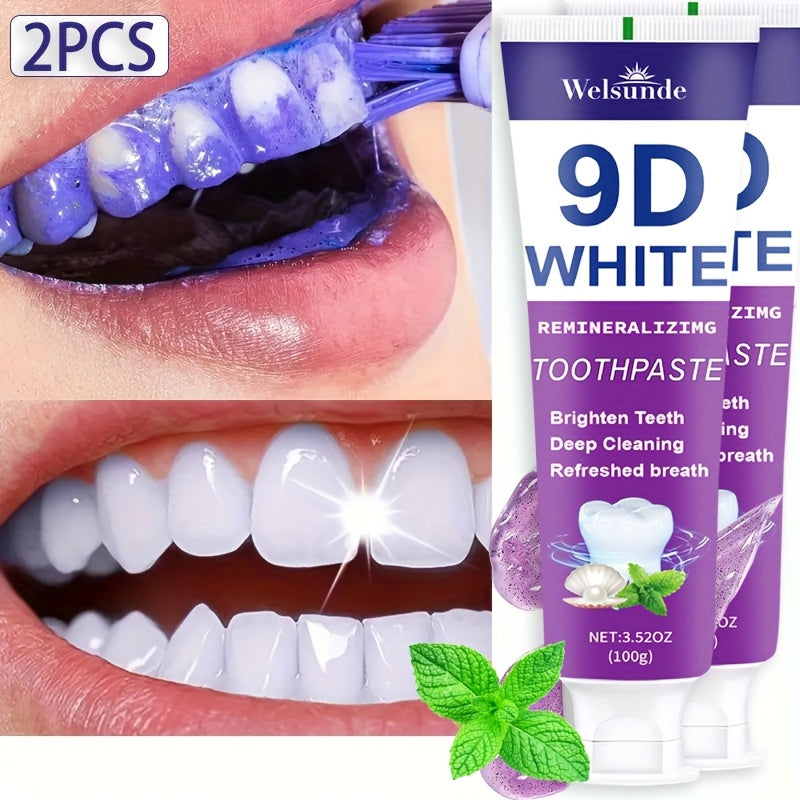Purple Toothpaste 2pcs Hydroxyapatite Whitening Deep Cleaning European Formula Mint Flavor Fresh Breath Gentle on Gums Travel Size 100g Oral Care Gift for Women Men Sensitive Teeth - product image 13