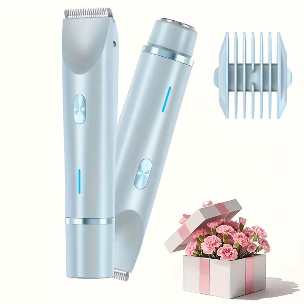 Electric Bikini Razor 2-in-1 Women USB Rechargeable Dry Wet Face Shaver - Painless Hair Removal Bikini Line Underarms Legs Arms Face Portable Cordless Lady Shaver Pink Purple Blue - product image 7