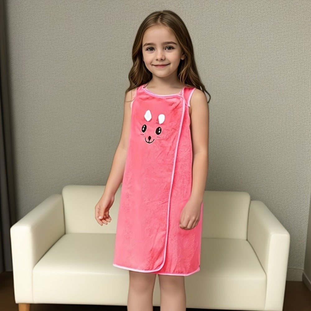 Bunny Ears Bath Towel Wrap for Girls - 250GSM Microfiber Cartoon Bath Skirt, Cute Kawaii Robe for Ages 6-12, Rose Red Purple Pink Blue, Fun Birthday Gift - product image 10