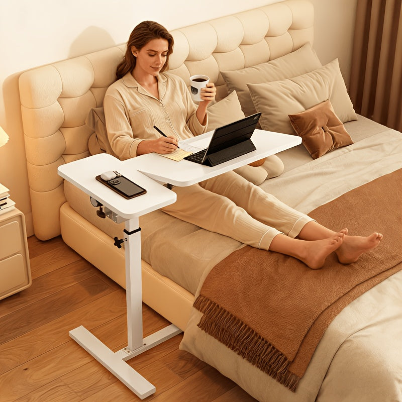 Invisible Roller Dual-Tabletop Adjustable Care Bed Table, Dual Desktop Tiltable Bedside Nursing Table for Home Hospital Use, Portable Bedside Dining Table for - product image 6