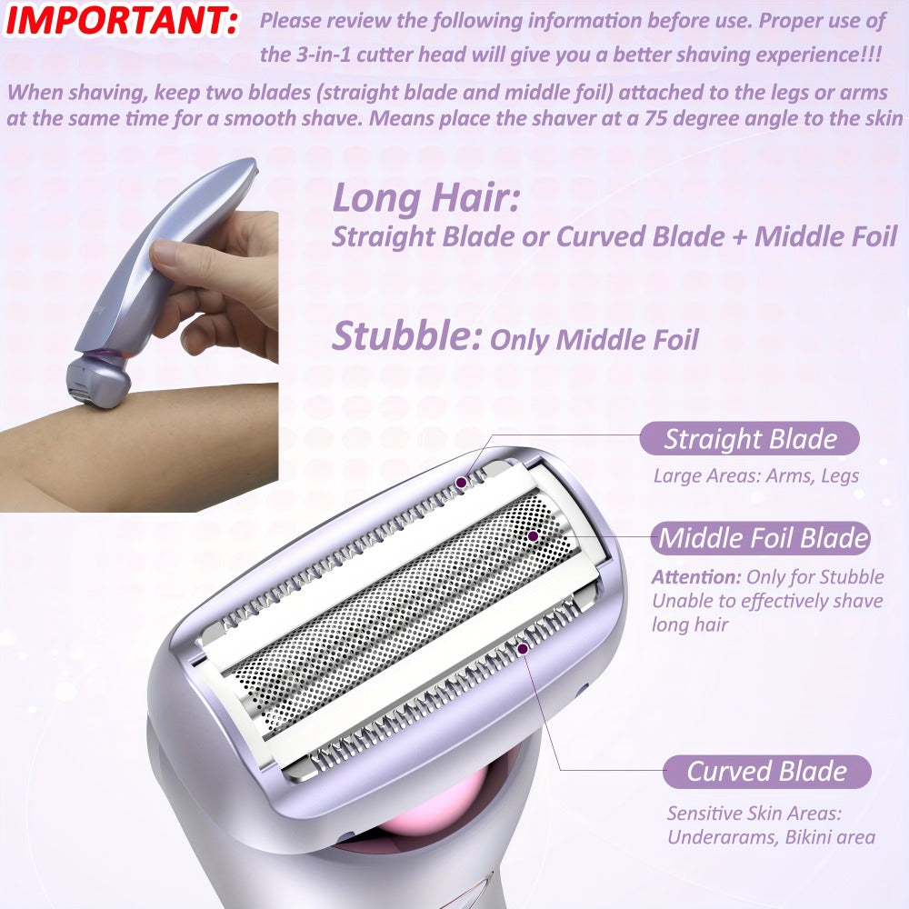 Bikini Shaver for Women Waterproof Rechargeable Stainless Steel Blade Electric Body Hair Razor – Wet & Dry Pubic Legs Arms Underarm Hair Removal, Portable Close Shave Purple - product image 4