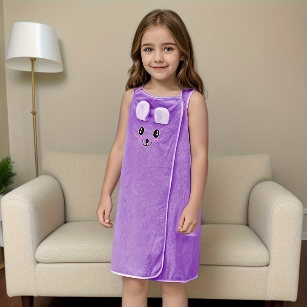 Bunny Ears Bath Towel Wrap for Girls - 250GSM Microfiber Cartoon Bath Skirt, Cute Kawaii Robe for Ages 6-12, Rose Red Purple Pink Blue, Fun Birthday Gift - product image 12