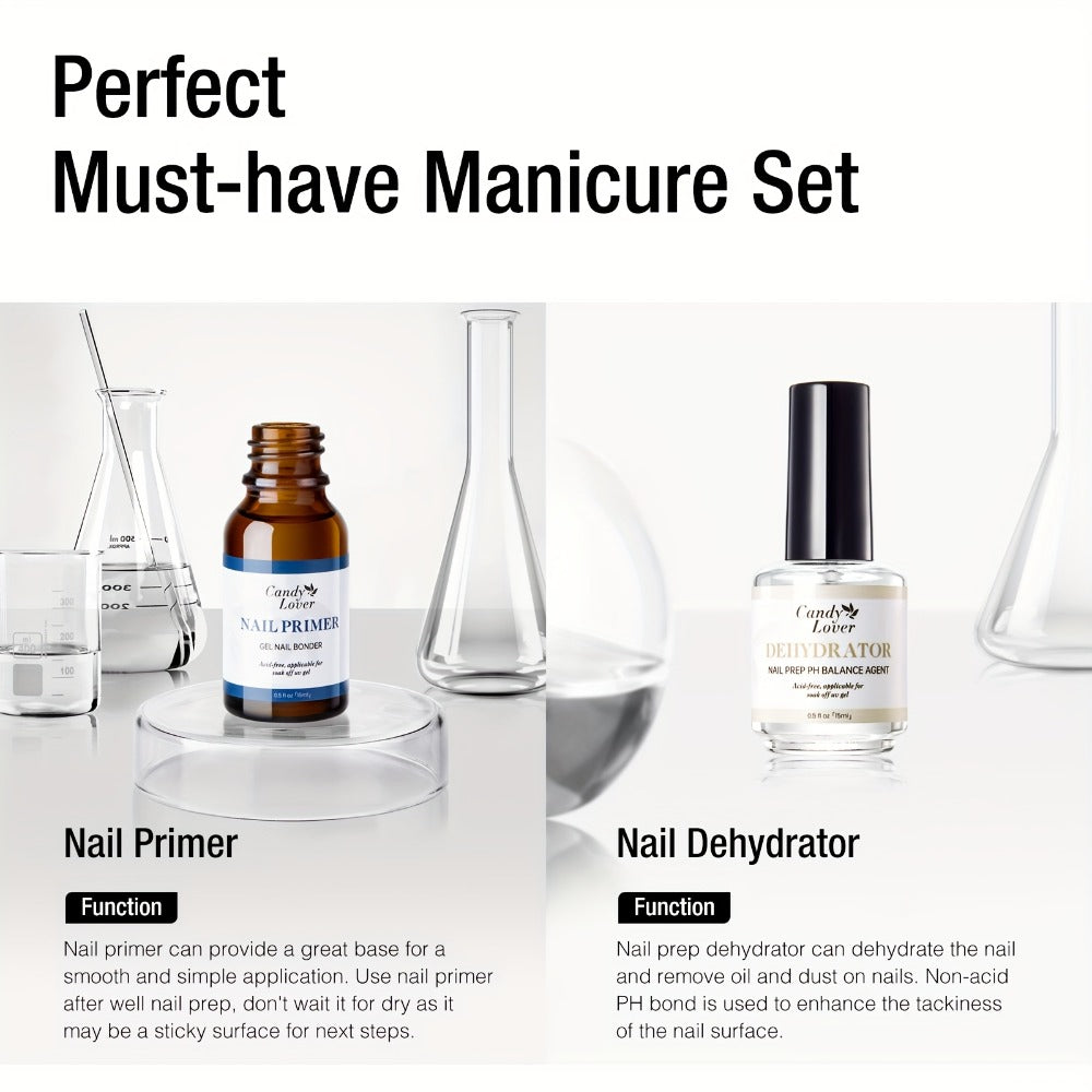 Gel Nail Dehydrator & Primer Kit 4-Piece - Nail Prep Dehydrator, Bonding Primer, Gel Base Coat & Top Coat for Long-Lasting Chip-Free Gel Nails, Home DIY & Salon Use - product image 3