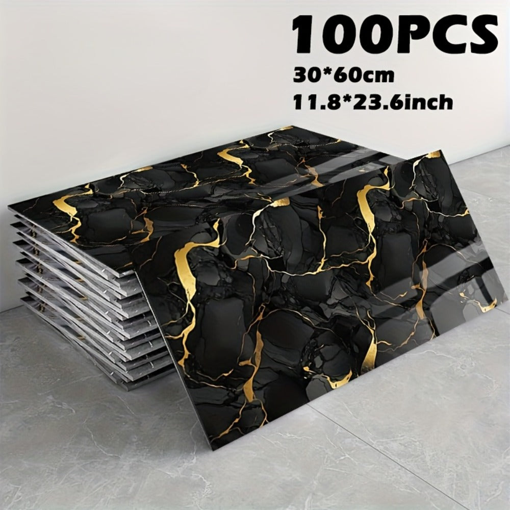 Peel and Stick Marble Tile Stickers – Self Adhesive Foam Wall Tiles for Bathroom Kitchen Office Bohemian Home Decor (50/100pcs, White/Gray/Black/Blue Gold) - product image 11