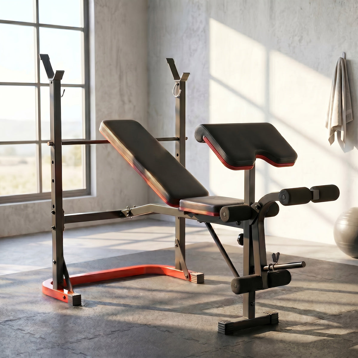 Adjustable Weight Bench Set – 3-Second Fast Fold, Full Body Strength Training for Press, Curl & Squat Exercises – Collapsible Home Gym Workout Bench with Squat Rack, Leg Developer & Preacher Curl Pad