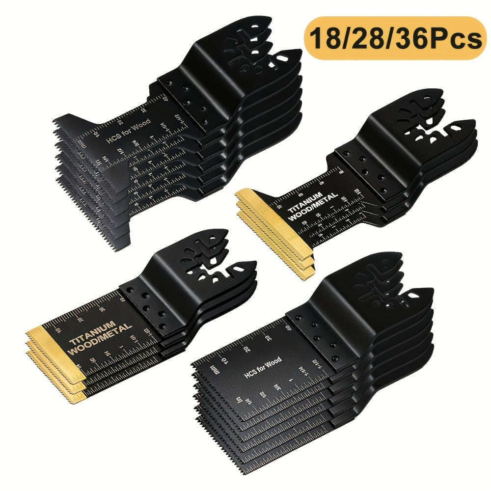 Titanium Oscillating Multi Tool Blades Universal Quick Release Saw Blades Set for Cutting Metal Nails Wood Plastic Compatible with Major Brands 18 28 50 Piece Options - product image