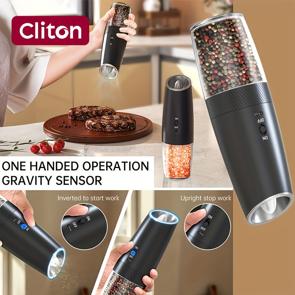 Electric Salt and Pepper Grinder Gravity Sensing USB Rechargeable with LED Light, One-Hand Operation Automatic Pepper Mill Adjustable Coarseness, Battery or Type-C Powered Kitchen  - product image 7