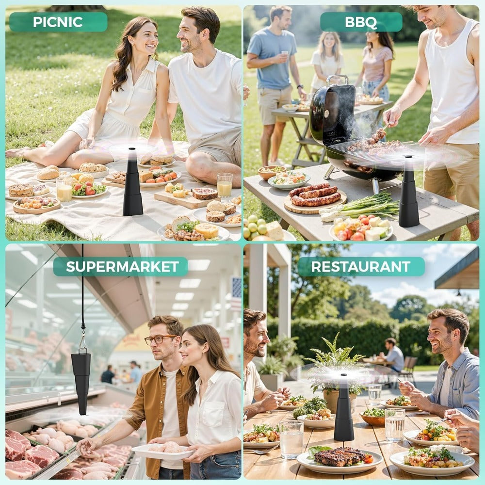 Outdoor Food Fan 4-Pack Battery Powered Silent Table Fan with Hook for Picnic BBQ Patio Party Restaurant Desktop Home Food Protection Black - product image 7