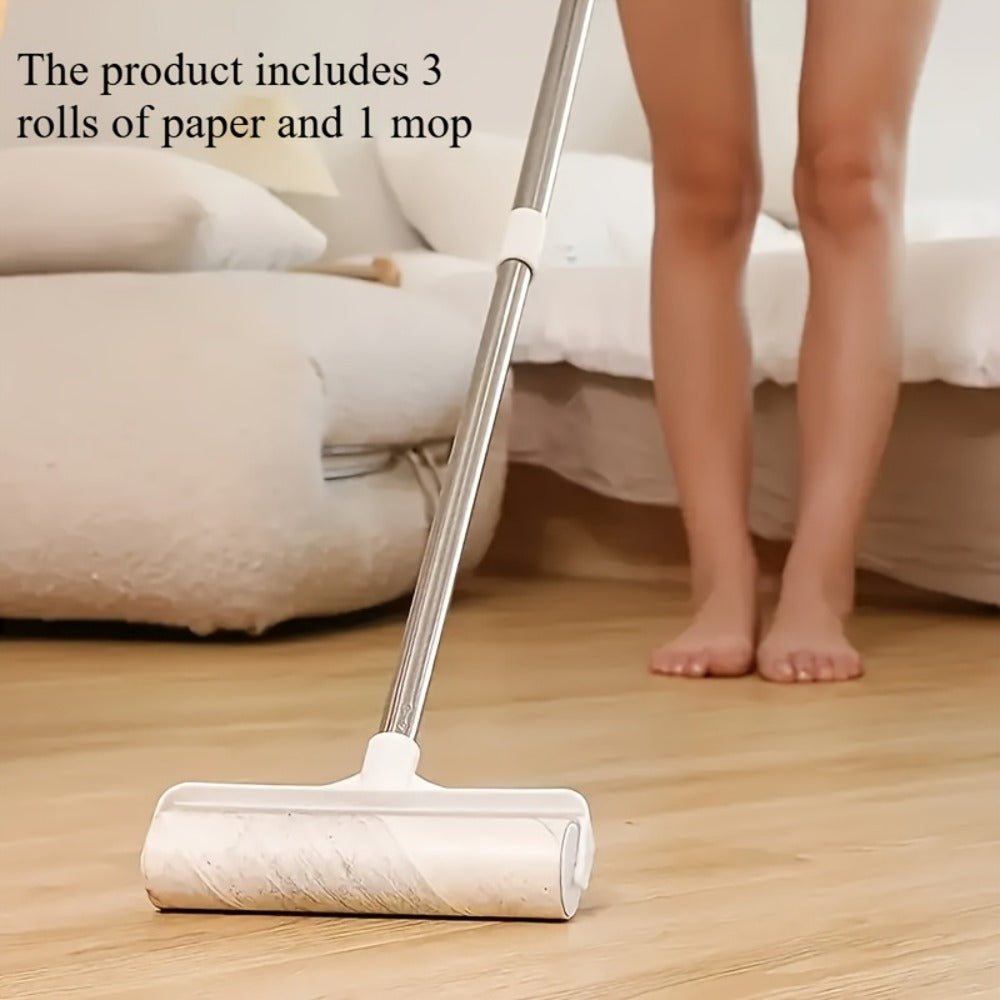 Pet Hair Remover Roller Mop Set 4pcs Lint Roller Long Handle with 3 Refill Rolls Retractable Cat Dog Hair Removal for Floor Sofa Carpet Clothing Cleaning - product image 5