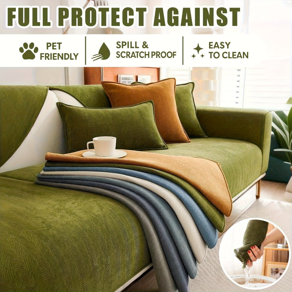 Chenille Ribbed Sofa Cover - Pet Friendly Non-Slip Machine Washable Soft Stretch Slipcover for 1-4 Seater Sectional Sofa Living Room Bedroom Office, 9 Colors - product image 6