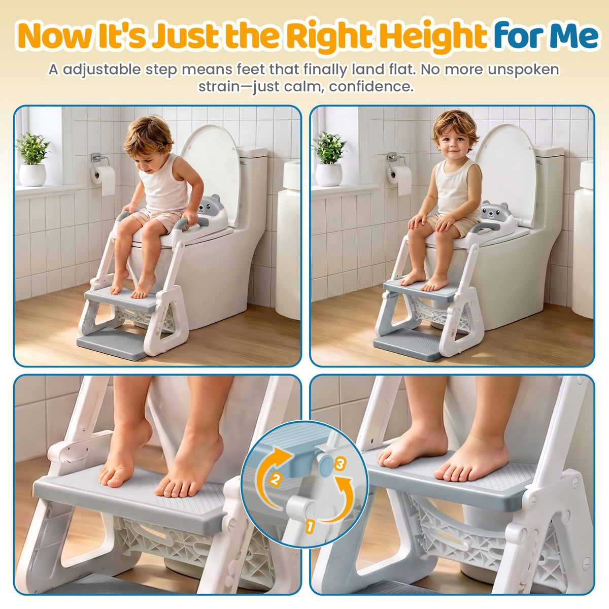 2-in-1 Potty Training Toilet Seat With Step Stool For Toddlers, Adjustable Height Anti-Slip Pad & Splash Guard, Potty Chair Kids Boys Girls, Cheap Supplies - product image 3