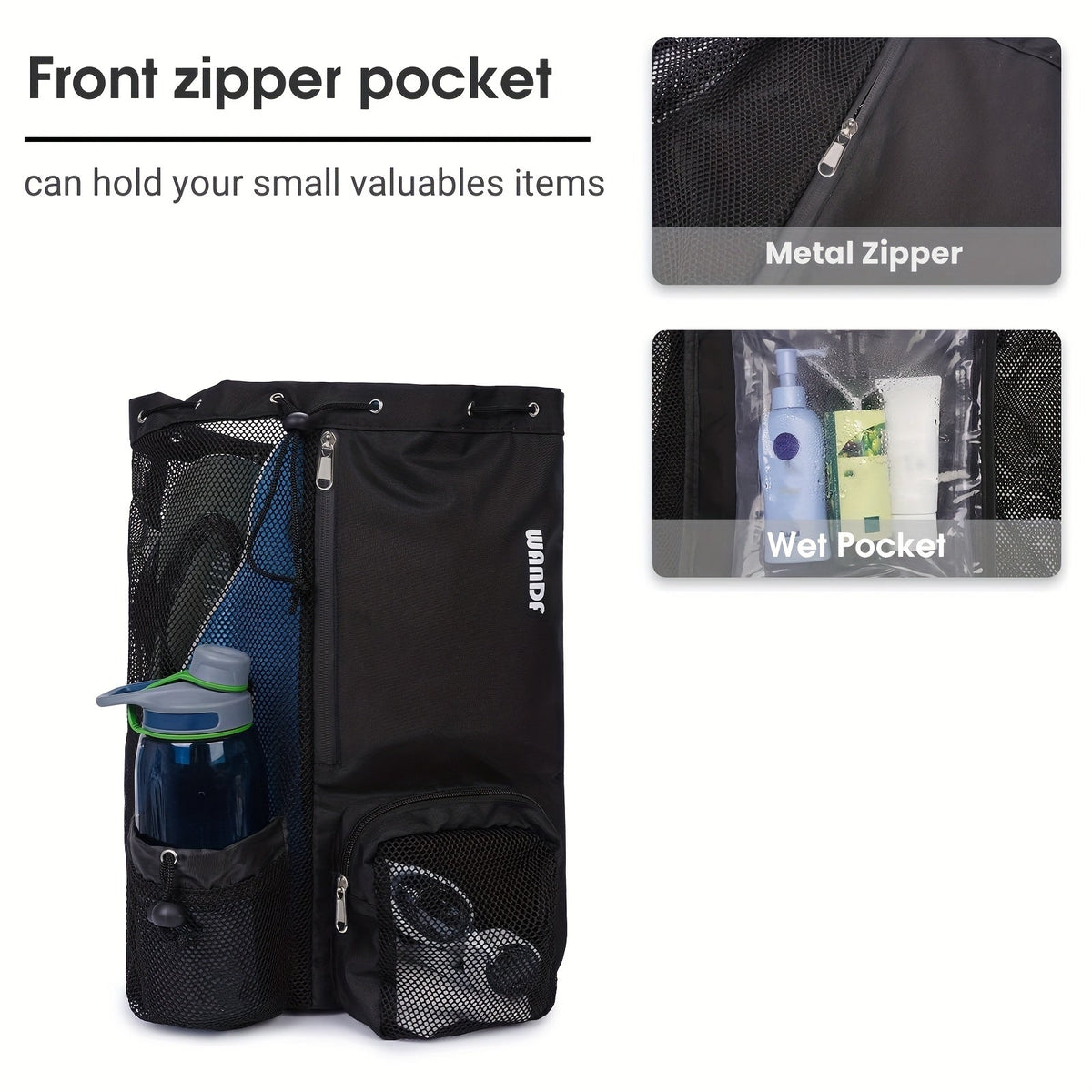 Quick-Dry Sports Backpack with Wet Pocket for Swimming, Gym & Beach, Lightweight Travel Bag for Women & Men, Adjustable Drawstring, 8 Colors – Mesh Drawstring Swim Bag