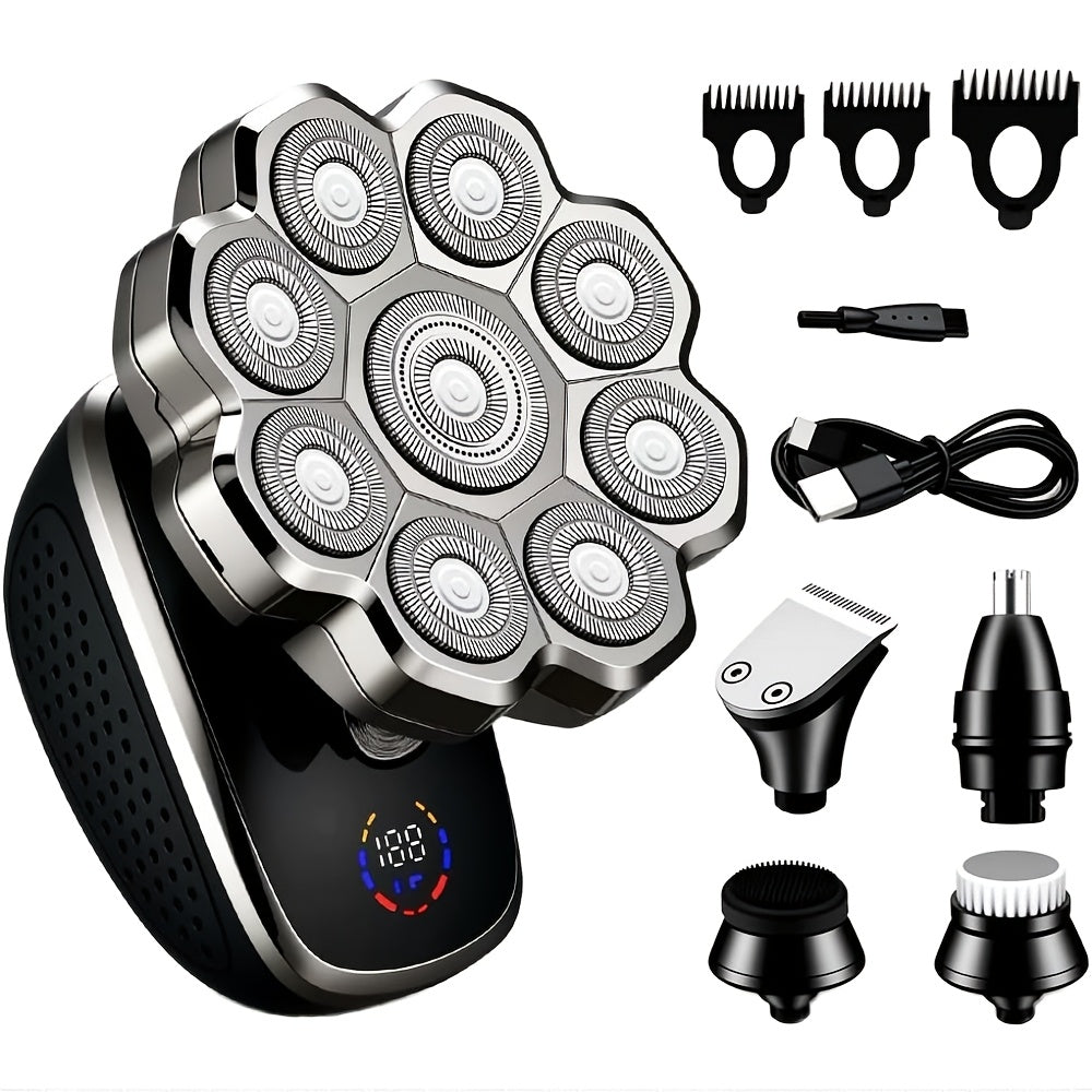 Bald Head Shaver for Men 5-in-1 Electric Razor Wet Dry with 7D 9D Floating Head Detachable Magnetic Blades Cordless Rechargeable Grooming Kit Gift for Dad Father - product image 14
