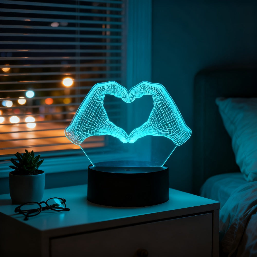 3D Heart Hands LED Night Light 16 Color Changing Optical Illusion Lamp Touch Remote Control Dimmable Bedside Table Lamp for Bedroom Valentine Gift Birthday Housewarming - product image 5