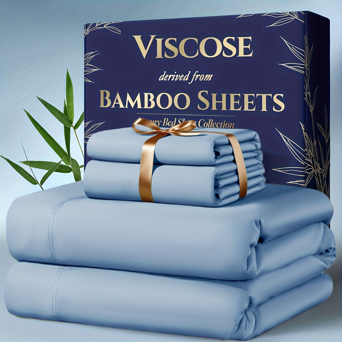 4 pcs Bamboo Cooling Bedding - Extra Deep Pocket Breathable and Cooling - Suitable for Hot Sleepers and Sweats, Children Pillowcases, Flat Sheet and Fitted - product image 15