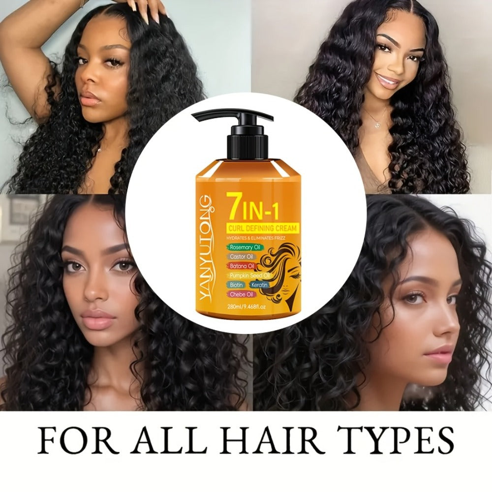 Argan Oil & Rosemary Curling Cream 280ml — 7-in-1 Moisturizing Long-Lasting Hold, Defines Waves & Curls, Naturally Fluffy Frizz-Free Finish for Wavy Curly Coily Hair Women - product image 5